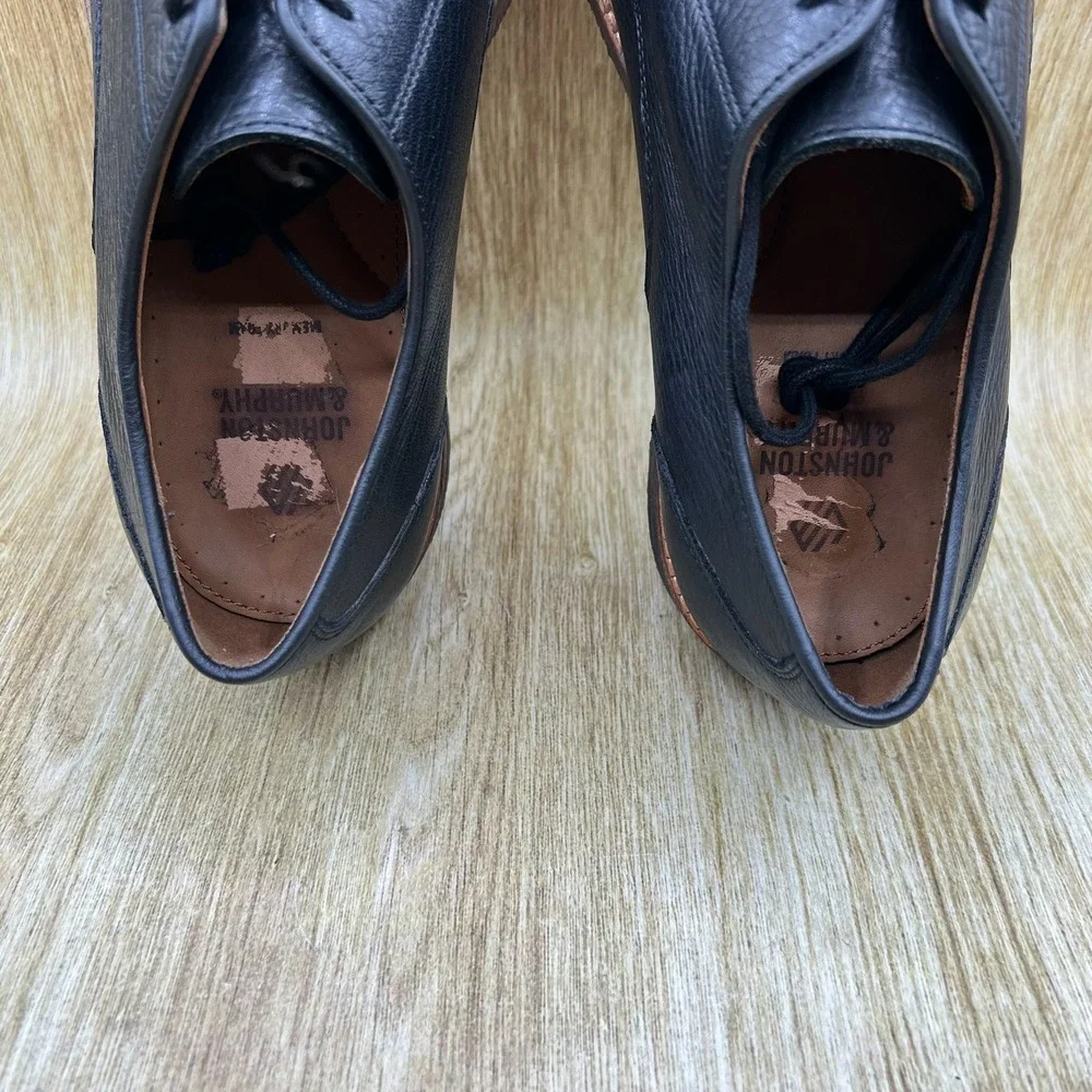 Johnston & Murphy Calder Plain Toe Shoes Men's Size 11M Black Pebbled Leather